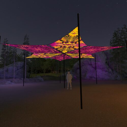 LB-DM03 and LB-DM01 - 6 Diamonds Canopy Set - UV-Reactive Flurescent Ceiling Decoration - 3D-Preview