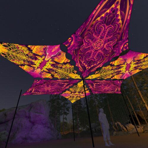 LB-DM03 and LB-DM01 - 6 Diamonds Canopy Set - UV-Reactive Flurescent Ceiling Decoration - 3D-Preview