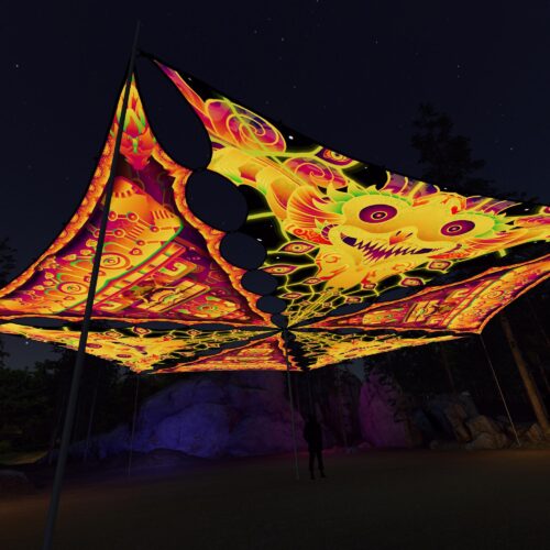 LB-TR01 and LB-TR02 - 6 Triangles Canopy Set - UV-Reactive Flurescent Ceiling Decoration - 3D-Preview