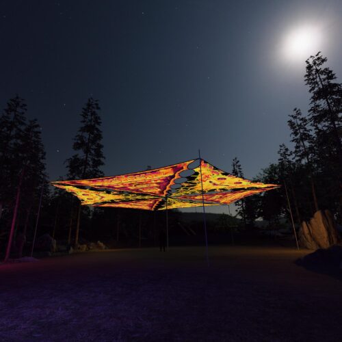 LB-TR01 and LB-TR02 - 6 Triangles Canopy Set - UV-Reactive Flurescent Ceiling Decoration - 3D-Preview