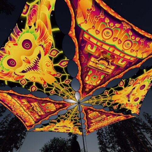 LB-TR01 and LB-TR02 - 6 Triangles Canopy Set - UV-Reactive Flurescent Ceiling Decoration - 3D-Preview