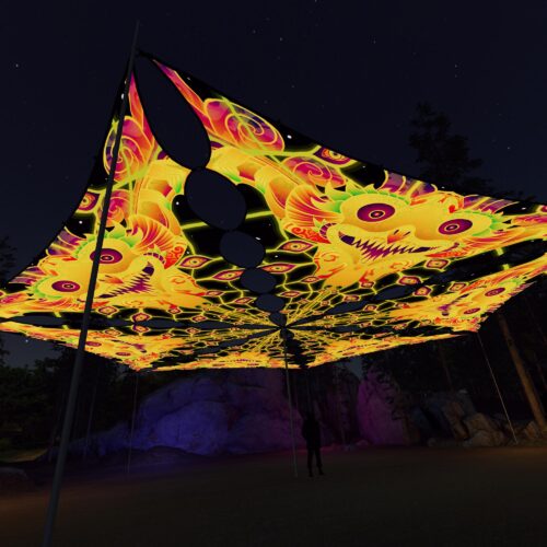 LB-TR01 - 6 Triangles Canopy Set - UV-Reactive Flurescent Ceiling Decoration - 3D-Preview