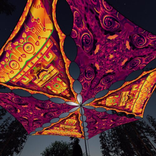 LB-TR02 and LB-TR03 - 6 Triangles Canopy Set - UV-Reactive Flurescent Ceiling Decoration - 3D-Preview