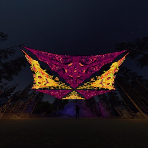 LB-TR03 and LB-TR01 - 6 Triangles Canopy Set - UV-Reactive Flurescent Ceiling Decoration - 3D-Preview