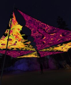 LB-TR03 and LB-TR01 - 6 Triangles Canopy Set - UV-Reactive Flurescent Ceiling Decoration - 3D-Preview