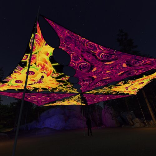 LB-TR03 and LB-TR01 - 6 Triangles Canopy Set - UV-Reactive Flurescent Ceiling Decoration - 3D-Preview