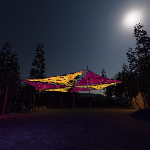 LB-TR03 and LB-TR01 - 6 Triangles Canopy Set - UV-Reactive Flurescent Ceiling Decoration - 3D-Preview