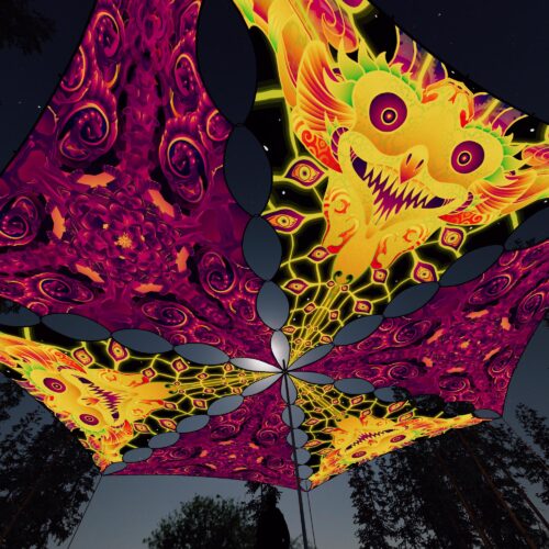 LB-TR03 and LB-TR01 - 6 Triangles Canopy Set - UV-Reactive Flurescent Ceiling Decoration - 3D-Preview