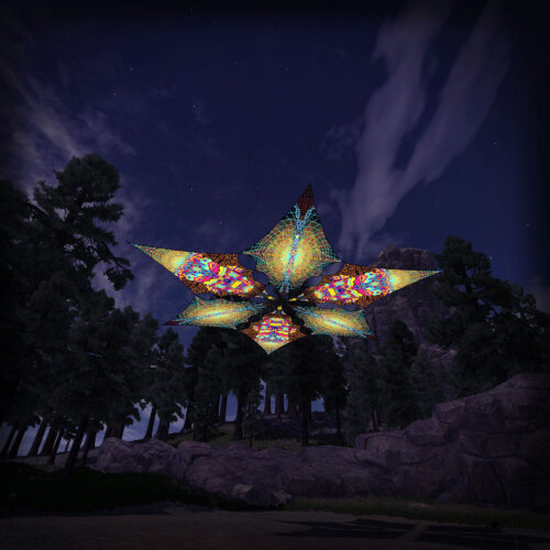 MG-DM01 and MG-DM02 - 6 Diamonds Canopy Set - UV-Reactive Flurescent Ceiling Decoration - 3D-Preview