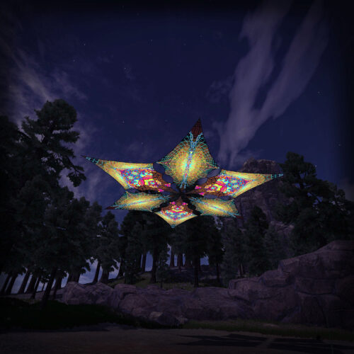 MG-DM02 and MG-DM03 - 6 Diamonds Canopy Set - UV-Reactive Flurescent Ceiling Decoration - 3D-Preview