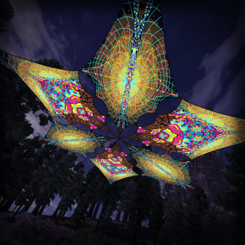 MG-DM02 and MG-DM03 - 6 Diamonds Canopy Set - UV-Reactive Flurescent Ceiling Decoration - 3D-Preview