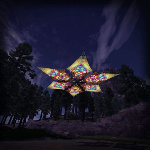 MG-DM03 and MG-DM01 - 6 Diamonds Canopy Set - UV-Reactive Flurescent Ceiling Decoration - 3D-Preview