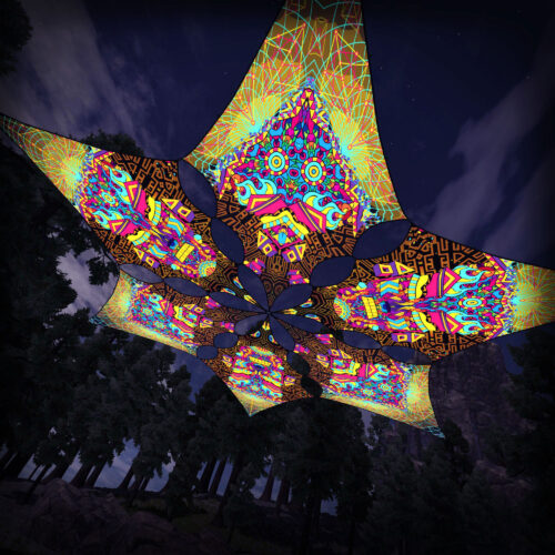 MG-DM03 and MG-DM01 - 6 Diamonds Canopy Set - UV-Reactive Flurescent Ceiling Decoration - 3D-Preview