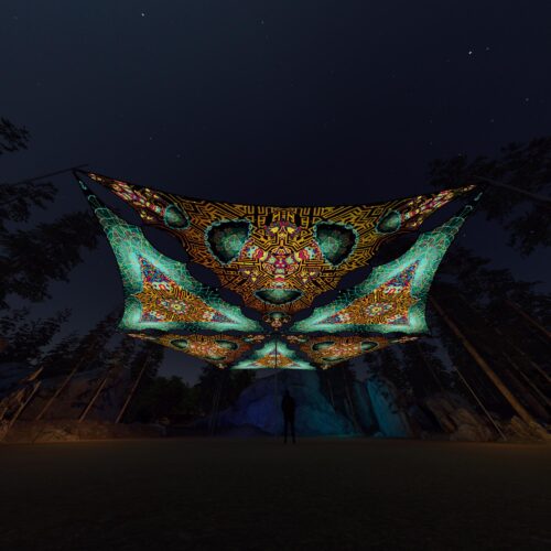 MG-TR01 and MG-TR02 - 6 Triangles Canopy Set - UV-Reactive Flurescent Ceiling Decoration - 3D-Preview