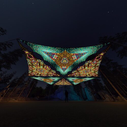 MG-TR02 and MG-TR03 - 6 Triangles Canopy Set - UV-Reactive Flurescent Ceiling Decoration - 3D-Preview