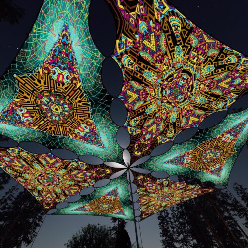 MG-TR02 and MG-TR03 - 6 Triangles Canopy Set - UV-Reactive Flurescent Ceiling Decoration - 3D-Preview