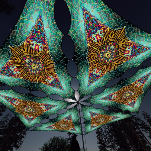 MG-TR02 - 6 Triangles Canopy Set - UV-Reactive Flurescent Ceiling Decoration - 3D-Preview