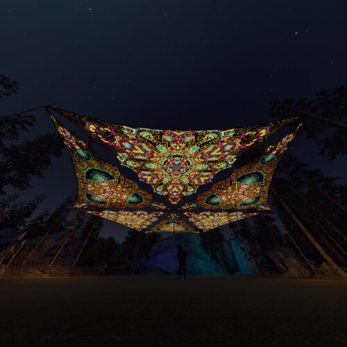 MG-TR03 and MG-TR01 - 6 Triangles Canopy Set - UV-Reactive Flurescent Ceiling Decoration - 3D-Preview