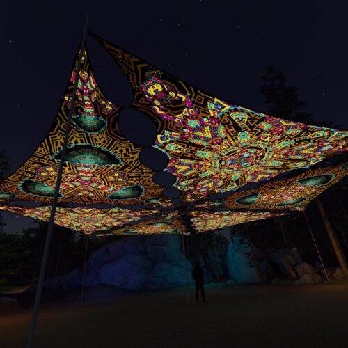 MG-TR03 and MG-TR01 - 6 Triangles Canopy Set - UV-Reactive Flurescent Ceiling Decoration - 3D-Preview