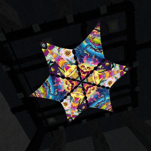 MO-DM01 and MO-DM02 - 6 Diamonds Canopy Set - UV-Reactive Flurescent Ceiling Decoration - 3D-Preview