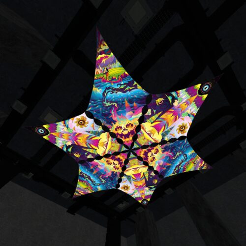 MO-DM01 and MO-DM02 - 6 Diamonds Canopy Set - UV-Reactive Flurescent Ceiling Decoration - 3D-Preview