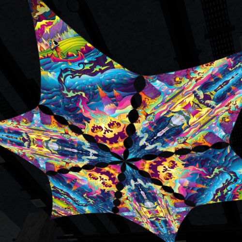 MO-DM02 and MO-DM03 - 6 Diamonds Canopy Set - UV-Reactive Flurescent Ceiling Decoration - 3D-Preview