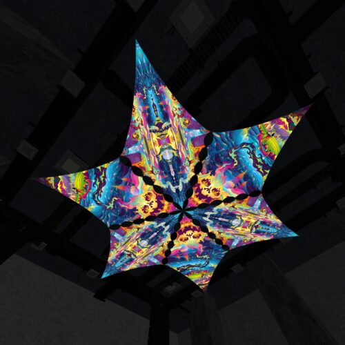 MO-DM02 and MO-DM03 - 6 Diamonds Canopy Set - UV-Reactive Flurescent Ceiling Decoration - 3D-Preview
