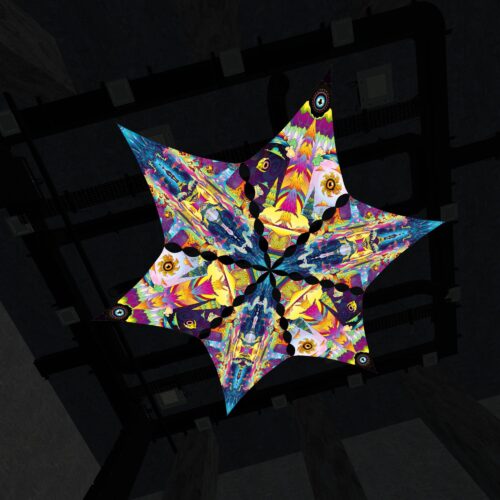 MO-DM03 and MO-DM01 - 6 Diamonds Canopy Set - UV-Reactive Flurescent Ceiling Decoration - 3D-Preview