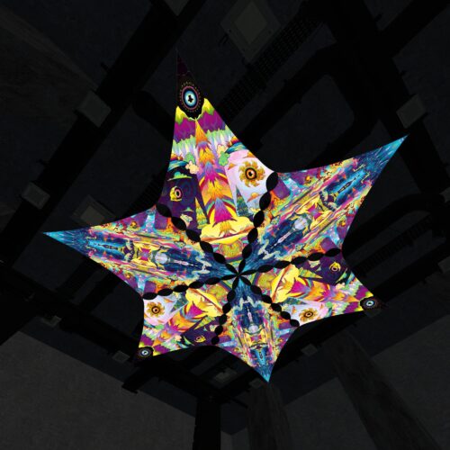 MO-DM03 and MO-DM01 - 6 Diamonds Canopy Set - UV-Reactive Flurescent Ceiling Decoration - 3D-Preview