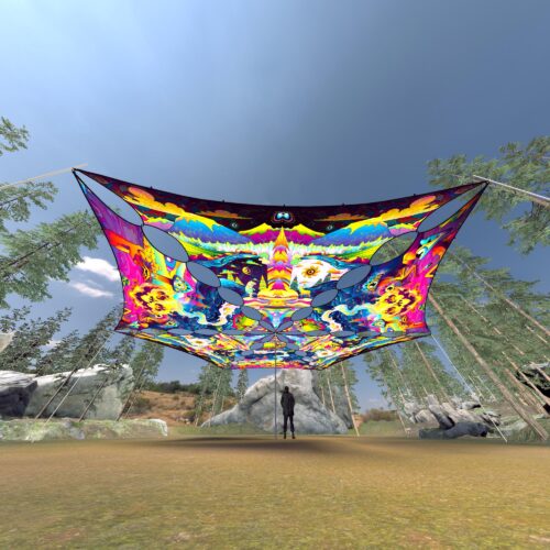 MO-TR01 and MO-TR02 - 6 Triangles Canopy Set - UV-Reactive Flurescent Ceiling Decoration - 3D-Preview