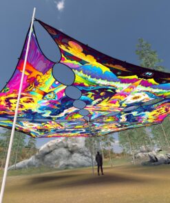 MO-TR01 and MO-TR02 - 6 Triangles Canopy Set - UV-Reactive Flurescent Ceiling Decoration - 3D-Preview