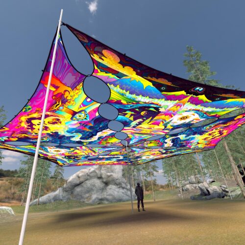 MO-TR01 and MO-TR02 - 6 Triangles Canopy Set - UV-Reactive Flurescent Ceiling Decoration - 3D-Preview