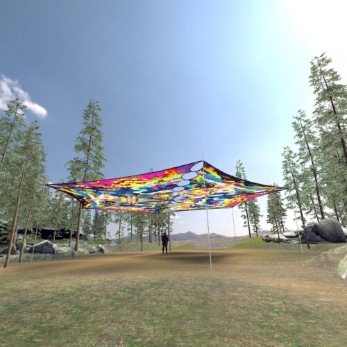 MO-TR01 and MO-TR02 - 6 Triangles Canopy Set - UV-Reactive Flurescent Ceiling Decoration - 3D-Preview