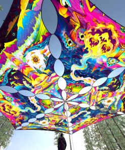 MO-TR01 and MO-TR02 - 6 Triangles Canopy Set - UV-Reactive Flurescent Ceiling Decoration - 3D-Preview