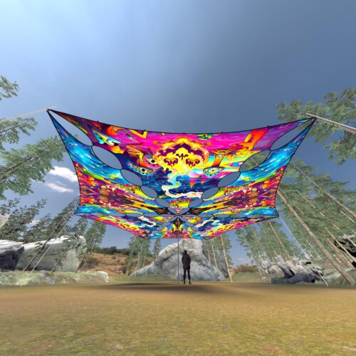 MO-TR02 and MO-TR03 - 6 Triangles Canopy Set - UV-Reactive Flurescent Ceiling Decoration - 3D-Preview