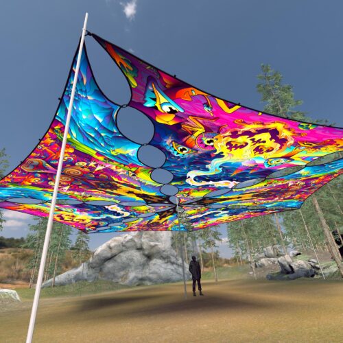 MO-TR02 and MO-TR03 - 6 Triangles Canopy Set - UV-Reactive Flurescent Ceiling Decoration - 3D-Preview