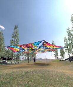 MO-TR02 and MO-TR03 - 6 Triangles Canopy Set - UV-Reactive Flurescent Ceiling Decoration - 3D-Preview