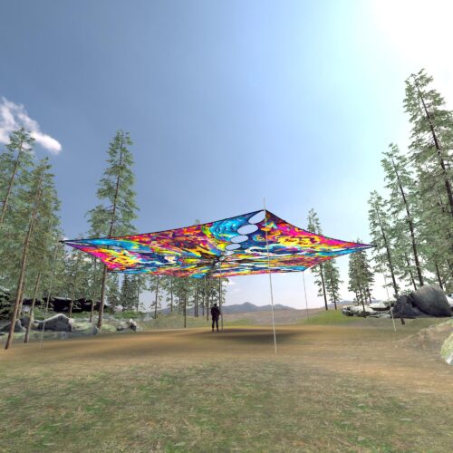 MO-TR02 and MO-TR03 - 6 Triangles Canopy Set - UV-Reactive Flurescent Ceiling Decoration - 3D-Preview