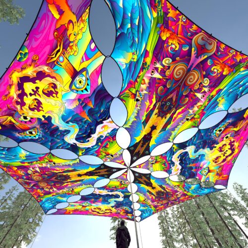 MO-TR02 and MO-TR03 - 6 Triangles Canopy Set - UV-Reactive Flurescent Ceiling Decoration - 3D-Preview