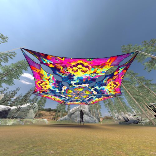 MO-TR02 - 6 Triangles Canopy Set - UV-Reactive Flurescent Ceiling Decoration - 3D-Preview