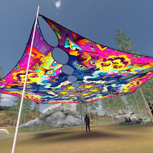 MO-TR02 - 6 Triangles Canopy Set - UV-Reactive Flurescent Ceiling Decoration - 3D-Preview