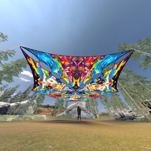 MO-TR03 and MO-TR01- 6 Triangles Canopy Set - UV-Reactive Flurescent Ceiling Decoration - 3D-Preview