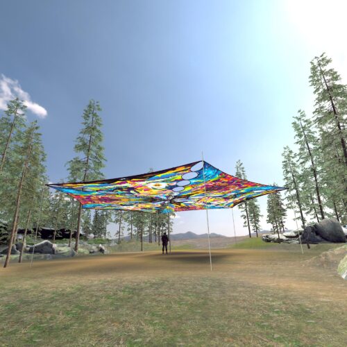 MO-TR03 and MO-TR01 - 6 Triangles Canopy Set - UV-Reactive Flurescent Ceiling Decoration - 3D-Preview