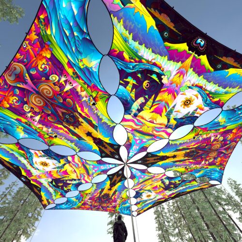 MO-TR03 and MO-TR01- 6 Triangles Canopy Set - UV-Reactive Flurescent Ceiling Decoration - 3D-Preview