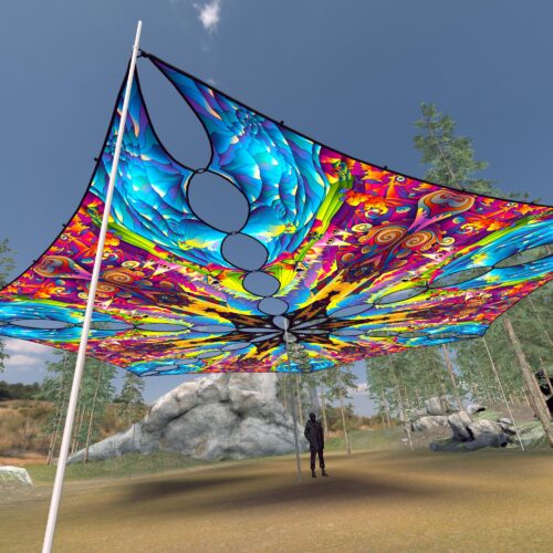 MO-TR03 - 6 Triangles Canopy Set - UV-Reactive Flurescent Ceiling Decoration - 3D-Preview