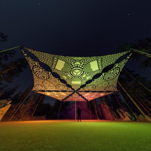 MT-TR01 and MT-TR02 - 6 Triangles Canopy Set - UV-Reactive Flurescent Ceiling Decoration - 3D-Preview