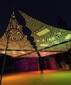 MT-TR01 and MT-TR02 - 6 Triangles Canopy Set - UV-Reactive Flurescent Ceiling Decoration - 3D-Preview