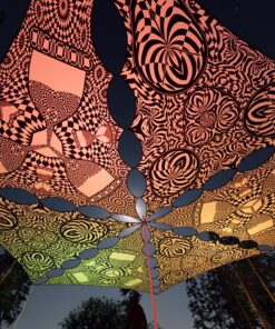 MT-TR01 and MT-TR02 - 6 Triangles Canopy Set - UV-Reactive Flurescent Ceiling Decoration - 3D-Preview