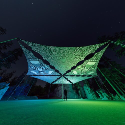 MT-TR03 and MT-TR01 - 6 Triangles Canopy Set - UV-Reactive Flurescent Ceiling Decoration - 3D-Preview