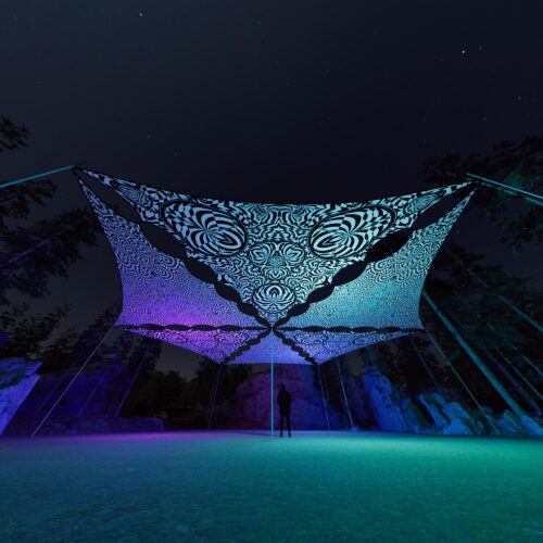 MT-TR02 and MT-TR03 - 6 Triangles Canopy Set - UV-Reactive Flurescent Ceiling Decoration - 3D-Preview